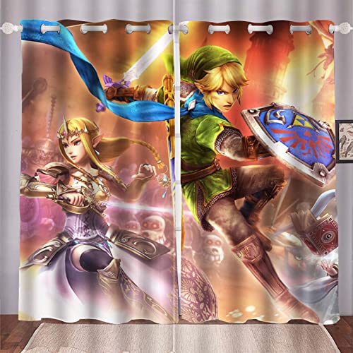 HNSRYLQX Zelda Gardinen Verdunklungsgardine Ösen Für Schlafzimmer, Verdunkelungsvorhang-Set 2er Set Für Kinderzimmer, Zelda Vorhang Blickdicht (4,183 x 160 cm(2X91X160cm)) von HNSRYLQX