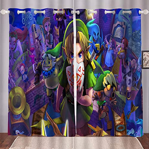 HNSRYLQX Zelda Gardinen Verdunklungsgardine Ösen Für Schlafzimmer, Verdunkelungsvorhang-Set 2er Set Für Kinderzimmer, Zelda Vorhang Blickdicht (5,150 x 166cm(2X75X166cm)) von HNSRYLQX