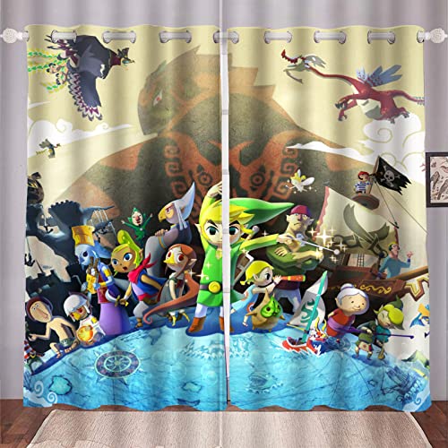 HNSRYLQX Zelda Gardinen Verdunklungsgardine Ösen Für Schlafzimmer, Verdunkelungsvorhang-Set 2er Set Für Kinderzimmer, Zelda Vorhang Blickdicht (8,220 x 215 cm(2X110X215cm)) von HNSRYLQX