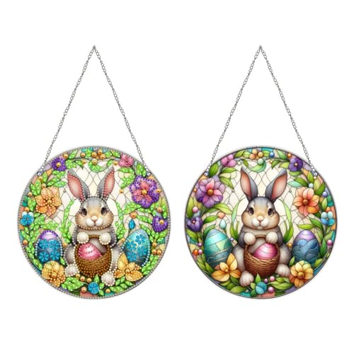 DIY Dot Diamond Painting Kits Hanging Easter Bunny Egg Decoration Double-Sided Pattern(Single Side Dot Diamond) von HNYLTON