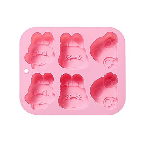 6 Hohlraum 3d Kaninchen Silikon Flexible Nahrungsmittelform Schimmelpilze Harz Keramik Süßigkeiten Fondant Candy Chocolate Seifenform Form von HNsdsvcd