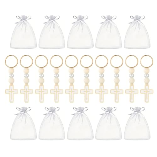 HNsdsvcd 10 Pieces Crosed Pendelled Schlüsselbund Mit Kordelbeutel Für Hochzeitsbabyszeremonie Religiöse Feier von HNsdsvcd