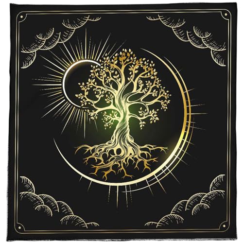 HNsdsvcd Quadratische Weissagungs Tischdecke Mond Sonne Baum Astrologie Tischdecke Tarotkarte Tischdecke Hexerei Versorgung von HNsdsvcd