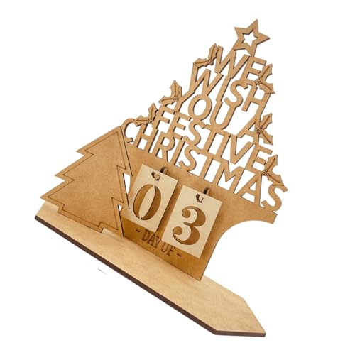 Stilvoller Countdown-Kalender, Holz-Adventsdekoration, für Zuhause und Büro, handgefertigt, Festival, Desktop-Ornament von HNsdsvcd