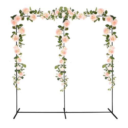 HOARLICN Ballonbogen, Hochzeitsbogen Blumen Bogen 2.4m X 2.4m Mesh Flower Wall Backdrop Wedding Balloons Events Für Geburtstage, Partys, Bankette, Schwarz von HOARLICN