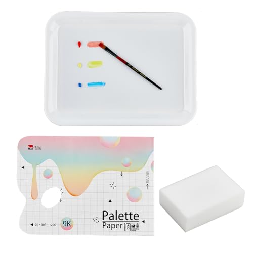 HOBBIESAY 1 Set Nasspalette Mit 1 Büchern Aus Kunststoffpalettenpapier Und 1 rechteckigen Schwämmen Rechteckige Farbpalette Modell Farbpigmentpalette Miniatur Farbpalette Für Malutensilien von HOBBIESAY