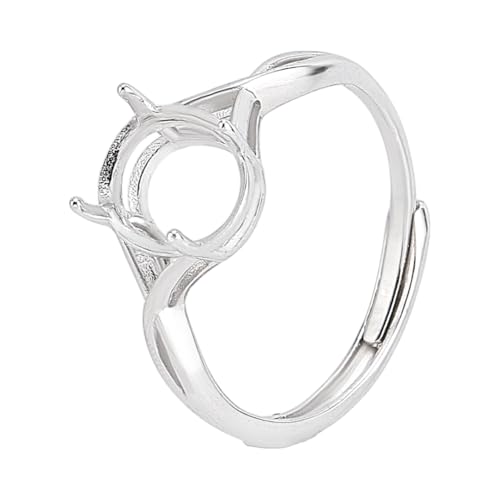 HOBBIESAY 1 Stück 925 Ringbasen Aus Sterlingsilber 18.5mm Verstellbar Runde Cabochon Ringbasen Klauenring Rohling Ringfassungen Für Damenringe Schmuckherstellungstablett: 8x6.3mm von HOBBIESAY