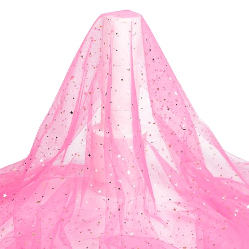 HOBBIESAY 1.69m Langer Pailletten Tüllstoff Transparenter Polyester Tüll Glitzernd Glänzender Netzstoff Rosa Für Brautkleider Heim Und Hochzeitsdekorationen Nähen Basteln von HOBBIESAY