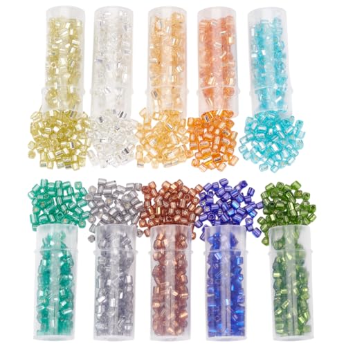 HOBBIESAY 10 Farbe 1200 Stück Glaswürfelperlen 3mm Kleine Quadratische Rocailles Perlen Bunte Kristall Abstandshalterperlen Kleine Bastelperlen Für Die Herstellung von DIY Armbändern Ohrringen von HOBBIESAY