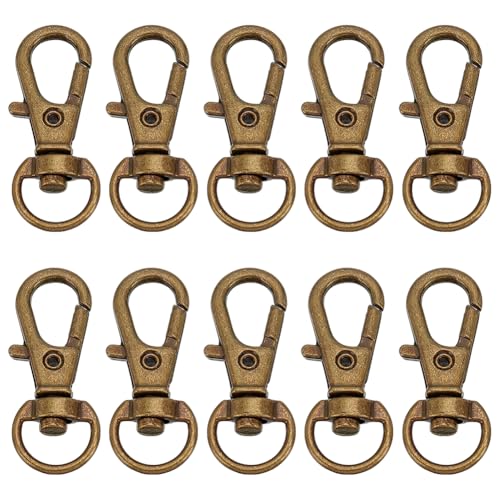 HOBBIESAY 10 Stück Karabinerverschlüsse Aus Legierung 30.5mm Lang Antik Bronze Drehbare Karabinerhaken Trigger Karabinerhaken Drehbare Lanyard Verschlüsse Metallverschlüsse Zur Schmuckherstellung von HOBBIESAY