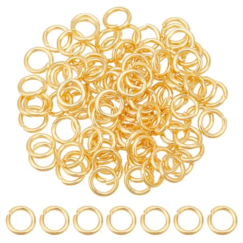 HOBBIESAY 100 Stück Goldene Biegeringe 6mm Offener Biegering Aus Edelstahl 24 Karat Vergoldete Biegeringe Ungelötete Ringverbinder Kleiner Spaltring Schmuckherstellungszubehör von HOBBIESAY