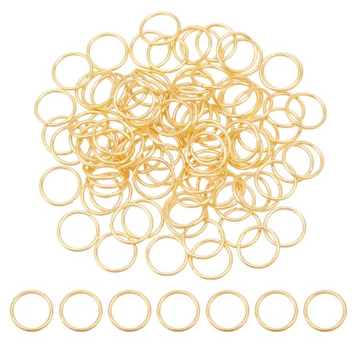 HOBBIESAY 100 Stück Goldene Biegeringe 6.4mm Offener Biegering Aus Edelstahl 18 Karat Vergoldete Biegeringe Ungelötete Ringverbinder Kleiner Spaltring Schmuckherstellungszubehör von HOBBIESAY