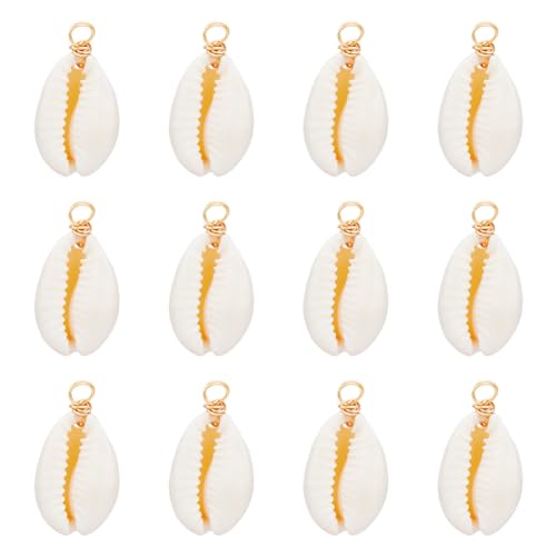 HOBBIESAY 100 Stück Muschel Charms Goldene Kauri Muschel Anhänger Natürlich Plattierte Muschel Charms Metall Baumelnde Muschel Muschel Muschel Anhänger Strand Sommer Charms von HOBBIESAY