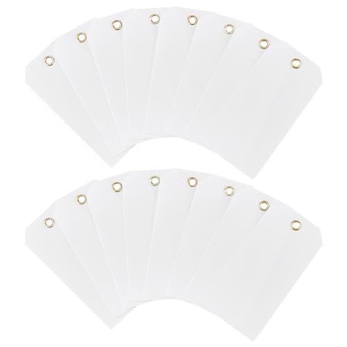 HOBBIESAY 100 Stück PVC Preisschilder Mit Metallöse Weiß Blanko Wasserdicht Gepäckanhänger Papier Geschenkmarkierung Aufgereihte Etiketten Für Schmuck Kleidung Heimwerkerarbeiten Loch: 5mm von HOBBIESAY