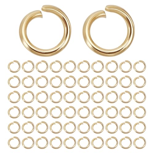 HOBBIESAY 1000 Stück Goldene Biegeringe 4mm Edelstahl Offene Biegeringe Metall O Ringe Runde Ringverbinder Für DIY Armbänder Halsketten Ohrringe Schmuckherstellung von HOBBIESAY