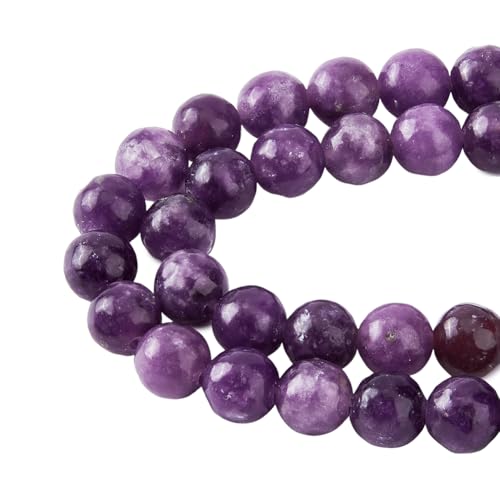 HOBBIESAY 120 Stück 2 Stränge Natürliche Violette Perlenstränge 6.5mm Gefärbte Glatte Kristallperlen Runde Lose Abstandsperlen Edelstein Für Die Schmuckherstellung Basteln Loch: 1.2mm von HOBBIESAY