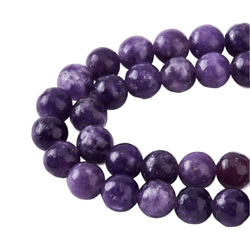 HOBBIESAY 120 Stück 2 Stränge Natürliche Violette Perlenstränge 6.5mm Gefärbte Glatte Kristallperlen Runde Lose Abstandsperlen Edelstein Für Die Schmuckherstellung Basteln Loch: 1.2mm von HOBBIESAY