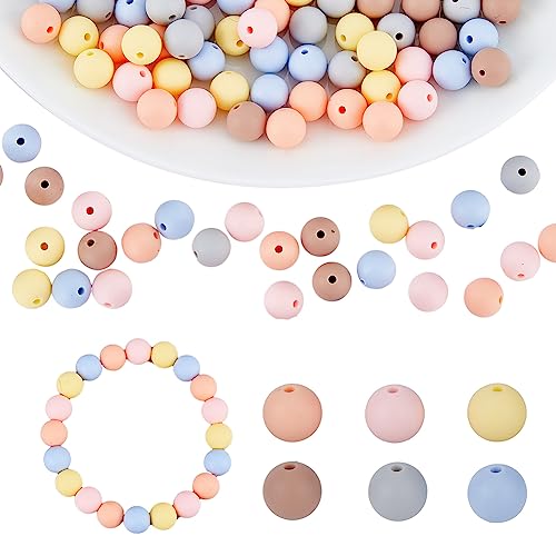 HOBBIESAY 120Pcs 9mm Silicone Beads Bulk 6 Colors Round Rubber Beads Silicone Loose Spacer Beads Silicone Focal Beads Craft Beads for DIY Crafts Bracelet Necklace Jewelry Keychain Making von HOBBIESAY