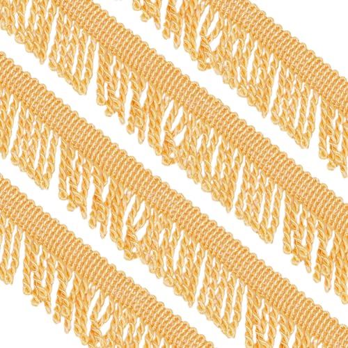 HOBBIESAY 12m Dünne Bullion Fringe Trim 55mm Breite Gold Kurze Quaste Fringe Trim Basic Trim Kollektion für DIY Vorhang Box Sofa Lamp Shade Crafts Home Decor Supplies von HOBBIESAY