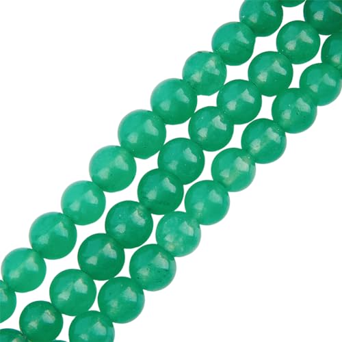 HOBBIESAY 141 Stück 8mm Grüne Jade Perlen 3 Stränge Echte Echte Edelsteinperlen Natursteinperlen Natürlicher Edelstein Glatte Steinperlen Runde Lose Steinperlen Für Die Herstellung von Armbändern von HOBBIESAY