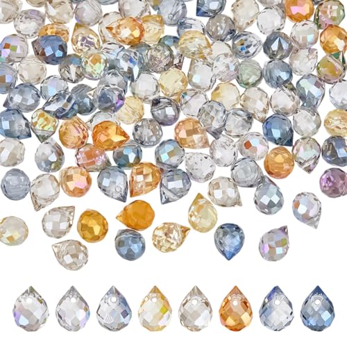 HOBBIESAY 144 Stück 8 Farben Klare Glasperlen In Tropfenform 8mm Oben Gebohrt Tropfen Abstandshalterperlen Wassertropfen Facettierte Perle Glatte Rocailles Perle Für Armbänder Halsketten Ohrringe HOBBIESAY 144 Stück 8 Farben Klare Glasperlen In Tropfenform 8mm Oben Gebohrt Tropfen Abstandshalterperlen Wassertropfen Facettierte Perle Glatte Rocailles Perle Für Armbänder Halsketten Ohrringe von HOBBIESAY