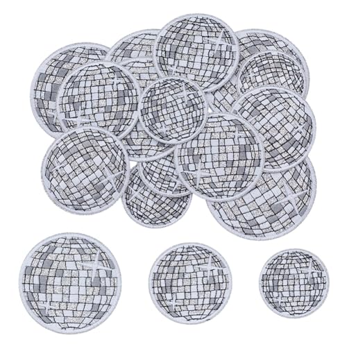 HOBBIESAY 15 Stück 3 Stile Discokugel Aufnäher 51-81mm Musikparty Bling Ball Aufnäher Bling Disco Applikationen Zum Nähen Basteln Stoff Hut Tasche Dekor von HOBBIESAY