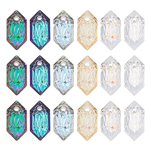 HOBBIESAY 18 Stück 6 Farben Geprägter Doppelkegel Facettierter Glas Strass Charms 13x6.5mm Doppelkegel Halskettenanhänger Edelstein Charms Geprägter Glas Strass Für Die Schmuckherstellung Loch 1.5mm von HOBBIESAY