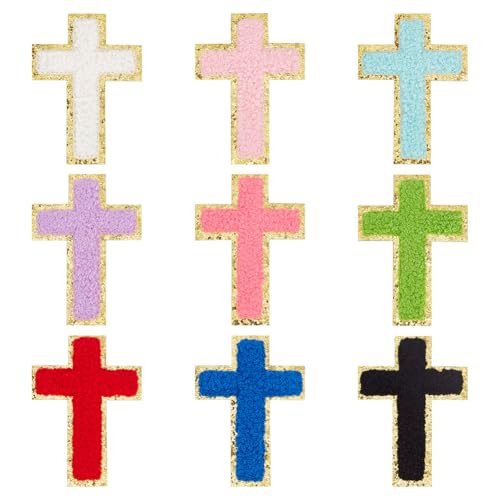 HOBBIESAY 18 Stück Kreuz Patches Zum Aufbügeln Chenille Kreuz Patch 9 Farben Dekoratives Aufnähen Reparatur Bestickte Applikationen Für Kleidung Hüte Rucksäcke DIY Basteldekorationen von HOBBIESAY