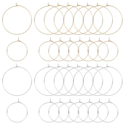 HOBBIESAY 2 Größe 32 Stück Creolen Aus Edelstahl 25mm/35mm Creolen Weinglas Charms Große Creolen Für Frauen DIY Herstellung Baumelnder Creolen von HOBBIESAY