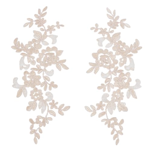 HOBBIESAY 2 Paar Blumenstickerei Spitze Applikation PfirsichPuff Polyester Floral Patch Nähen Handwerk Dekoration Applikationen Reparatur Flicken für Hochzeitskleid Kleid Mieder Kostüm Kleidung von HOBBIESAY