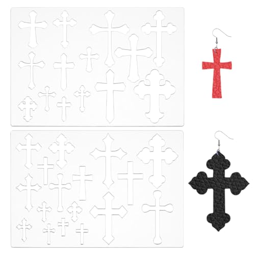 HOBBIESAY 2 Stück Acryl Kreuz Malschablonen Schablonen Schmuck Form Vorlage Kreuz Schablone Wiederverwendbare Zeichenvorlage Zum Herstellung von Ohrringen Heimdekoration Halloween Ostern von HOBBIESAY