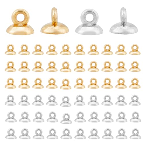 HOBBIESAY 200 Stück 2 Farben Perlenkappen-Anhänger-Ösen, runde Kunststoff-Bügel-Verschlüsse, baumelnde Charm-Endkappen-Verschluss mit Schlaufe für Ohrringe, Halsketten, Schmuck, Bastelarbeiten HOBBIESAY 200 Stück 2 Farben Perlenkappen-Anhänger-Ösen, runde Kunststoff-Bügel-Verschlüsse, baumelnde Charm-Endkappen-Verschluss mit Schlaufe für Ohrringe, Halsketten, Schmuck, Bastelarbeiten von HOBBIESAY