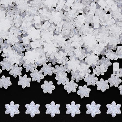 HOBBIESAY 200 Stück Acryl Schneeflockenperlen 14.5mm Klare Schneeflocken Abstandsperlen Flache Schneeflockenperlen Weihnachts Winter Schneeflockenornamente Zur Schmuckherstellung Loch: 4mm von HOBBIESAY