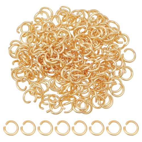 HOBBIESAY 200 Stück Goldene Biegeringe 5mm Offener Biegering Aus Edelstahl 18 Karat Vergoldete Biegeringe Ungelötete Ringverbinder Kleiner Spaltring Schmuckherstellungszubehör von HOBBIESAY