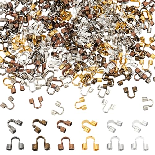 HOBBIESAY 240 Stück 6 Stile Messing Drahtschutz 5 mm lang U-Form Schmuck Drahtschutz Schlaufen Draht Wächter Wächter Drahtschutz Schlaufen für Schmuckherstellung Loch: 1,5 mm von HOBBIESAY