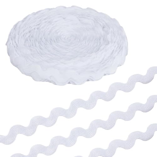 HOBBIESAY 28 Yards/25.6m Gewellte Fransenbesatz Zackenlitzen Spitzenband Weißer Verpackungsstoff Zum Nähen von Kleidung Kleidern Verpacken Zuhause Hochzeit Party DIY Dekoration von HOBBIESAY