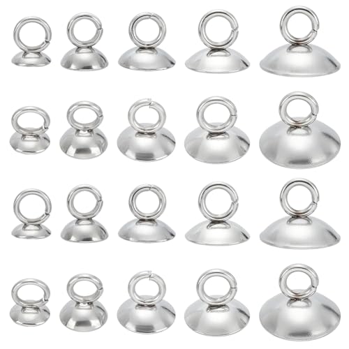 HOBBIESAY 30 Stück 5 Größen Perlenkappen-Anhänger aus Edelstahl, runde Metallbügel-Verschlüsse, baumelnder Anhänger für DIY-Armbänder, Ohrringe, Halsketten, Schmuckherstellung, Loch: 2–3 mm HOBBIESAY 30 Stück 5 Größen Perlenkappen-Anhänger aus Edelstahl, runde Metallbügel-Verschlüsse, baumelnder Anhänger für DIY-Armbänder, Ohrringe, Halsketten, Schmuckherstellung, Loch: 2–3 mm von HOBBIESAY