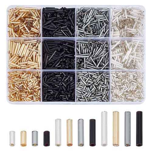 HOBBIESAY 3000 Stück Glasperlen 12 Stile Röhrenperlen Set Mit Saatperlen Lose Abstandsperlen Kleine Bastelperlen Für Die Herstellung von DIY Armbändern Halsketten Ohrringen Und Schmuck Bohrung:0.5mm von HOBBIESAY