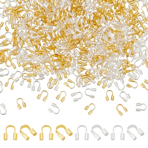 HOBBIESAY 400 Stück 2 Farbenmessing Drahtschutz 5mm Lang U Form Drahtschutzschlaufen Für Schmuck Goldene Und Silberne Drahtschützer Drahtschützer Zur Schmuckherstellung Loch:0.5mm von HOBBIESAY