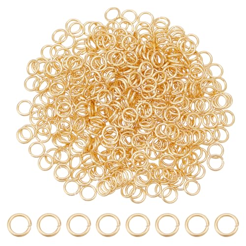 HOBBIESAY 500 Stück Goldene Biegeringe 2.8mm Offener Biegering Aus Edelstahl 18 Karat Vergoldete Biegeringe Ungelötete Ringverbinder Kleiner Spaltring Schmuckherstellungszubehör von HOBBIESAY