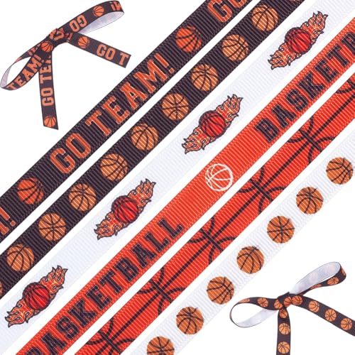 HOBBIESAY 6 Rolle Basketball Bänder 10mm Ball Bänder Orangefarbenes Basketball Bastelband Cheerleading Band Ripsband Zum Nähen DIY Partyzubehör Für Sportteams 3-4m/Rolle von HOBBIESAY