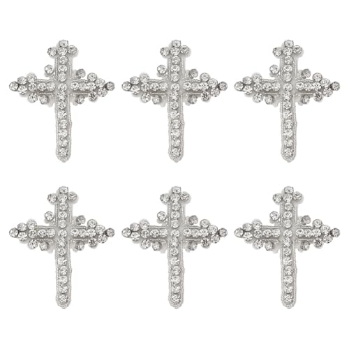 HOBBIESAY 6 Stück Kristall Kreuz Applikationen 80mm Strass Kreuz Aufnäher Zum Aufnähen Kreuz Applikation Weiße Kreuz Kristall Aufnäher Für Kleidung Taschen Hüte Schuhe Dekorationen von HOBBIESAY