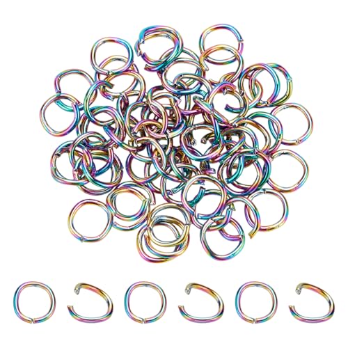 HOBBIESAY 60 Stück Biegeringe 4.4mm Offener Biegering Aus Edelstahl Regenbogenfarben Biegeringe Ungelötete Ringverbinder Kleiner Spaltring Schmuckherstellung Beschläge Für Heimwerkerarbeiten von HOBBIESAY