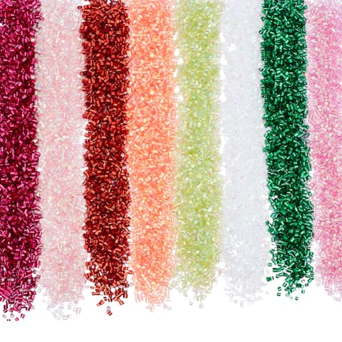 HOBBIESAY 8 Farbe Ca. 8464 Stück Knusprige Bingsu Perlen 3D Glitzer Kunststoffperlen 3mm Bunt Schillernd Weiche Strohröhrenperlen Für Das Sortiment Knuspriger Mikroperlen von HOBBIESAY