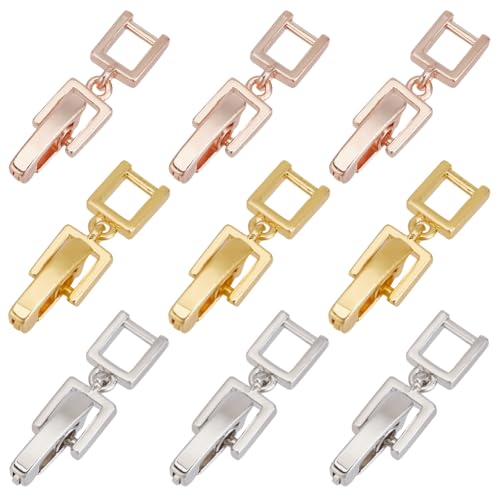 HOBBIESAY 9 Stück 3 Stile Verlängerungs Schmuckverschluss Zirkonia Faltverschlüsse Messing Faltverschluss Schmuck Verlängerungsverschluss Gemischte Farben Für DIY Schmuckherstellung Reparatur 19-29mm von HOBBIESAY