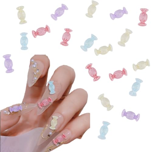 HOBBIESAY Ca200 Stück 3D Candy Nail Charms 4 Frisur Undurchsichtige Harz-Cabochons Kawaii Nail Charms Süßigkeiten Nail Art Dekoration Zubehör Zuckerdesign Für DIY Handwerk Scrapbooking von HOBBIESAY