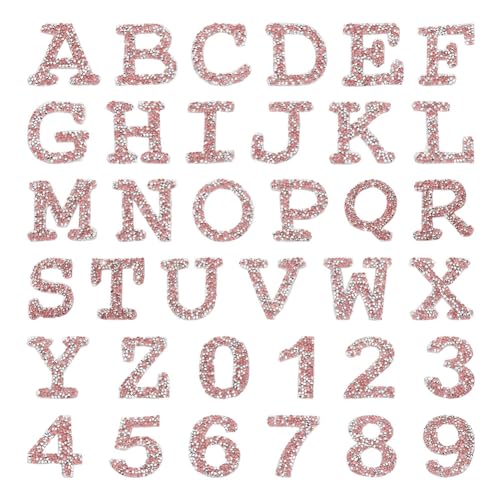 HOBBIESAY Glitzer Aufkleber Mit 26 Alphabet Und 0-9 Zahlen Buchstaben und Zahlen Strass Aufkleber Selbstklebende Strass Wortaufkleber Zum Aufbügeln von Buchstaben Für Kleidungsdekore von HOBBIESAY