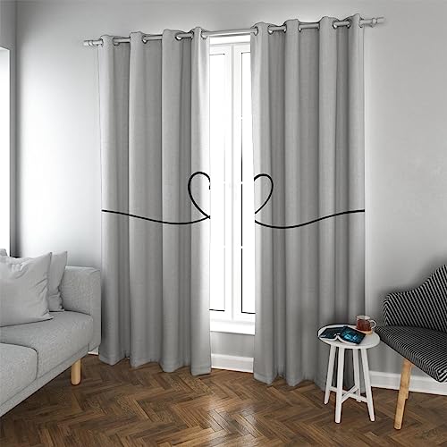 HOBBOY Minimalismus Graue Verdunkelungsvorhänge Liebe Druck Fenstervorhänge für Schlafzimmer Wohnzimmer Valentinstag Verdunkelnde Ösenvorhänge 2 Paneele 2xW117xL137cm von HOBBOY