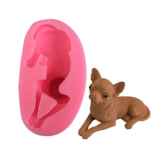 HOCAH 3D Chihuahua Welpe Silikon Form Kuchen Süßigkeiten Flipping Tropfform Dekor DIY Form Rosa von HOCAH