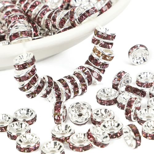 100/200 Stück 4/6/8/10 mm Kupfer Kristallperlen Strass Rondelle Abstandsperlen für die Schmuckherstellung Armband Halskette DIY Zubehör von HOCEDO